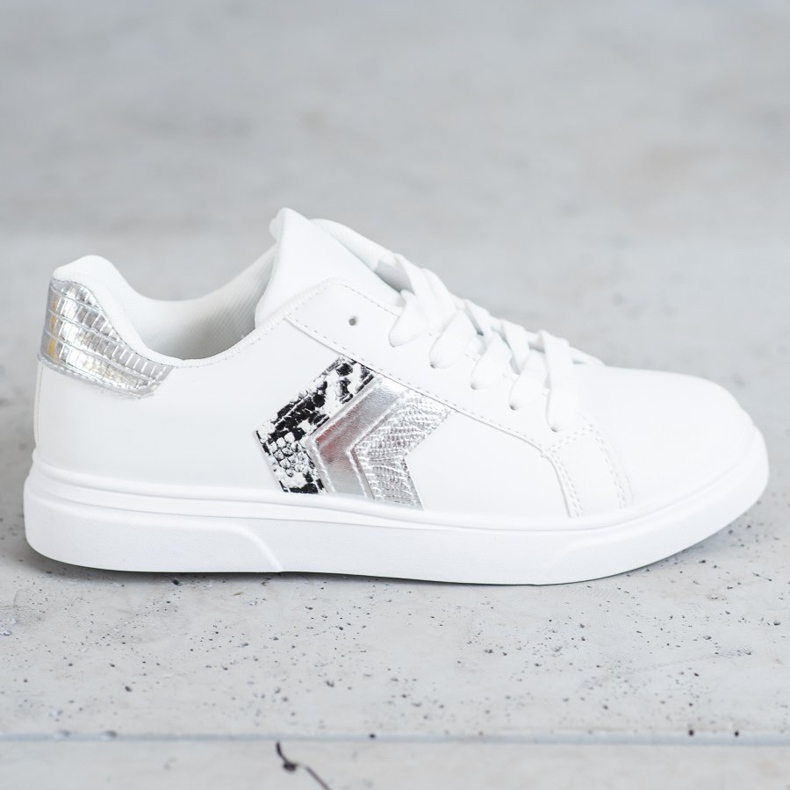 SHELOVET Pantofi la modă din piele ecologică alb gri 2