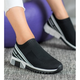 SHELOVET Pantofi sport textile alb negru 2