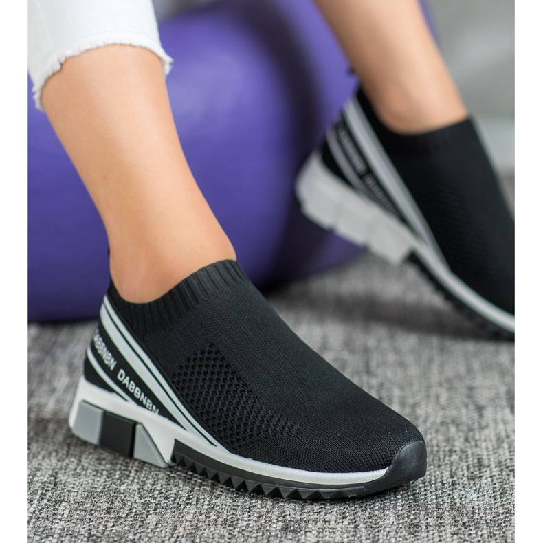 SHELOVET Pantofi sport textile alb negru 2