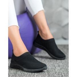 SHELOVET Slipons ajurati confortabili negru 2