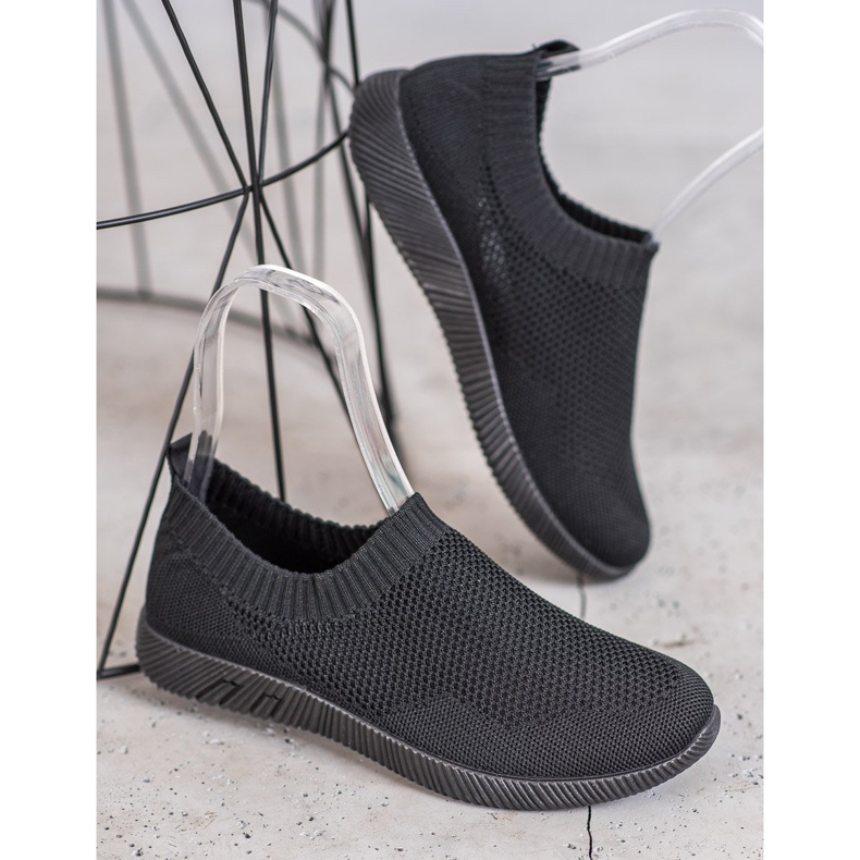 SHELOVET Slipons ajurati confortabili negru 1