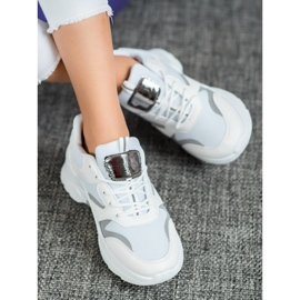 SHELOVET Adidași eleganți alb gri 1