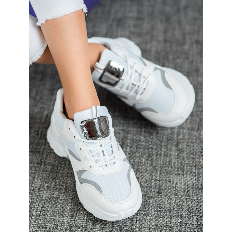 SHELOVET Adidași eleganți alb gri 1