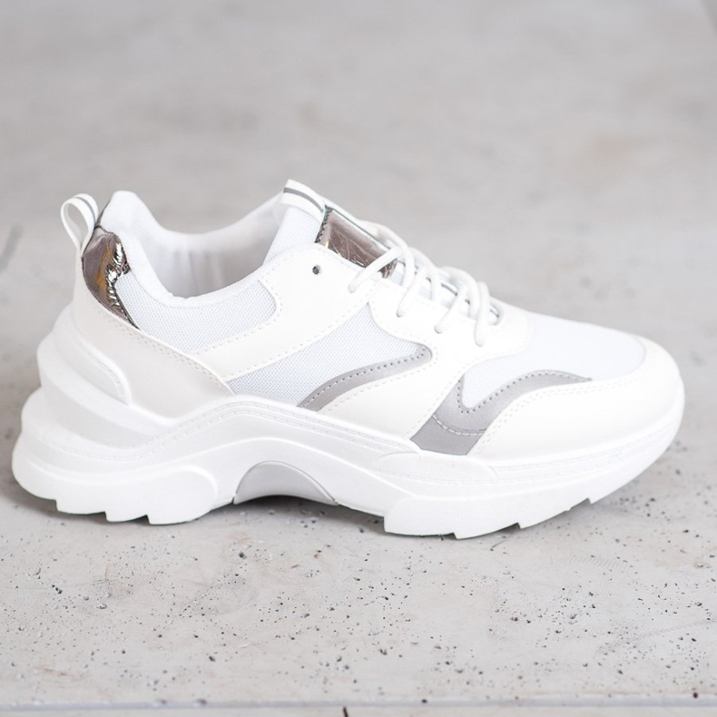 SHELOVET Adidași eleganți alb gri 2