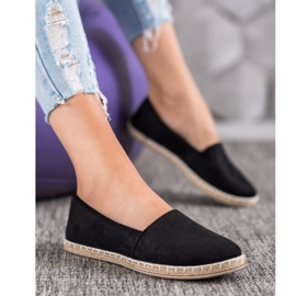 SHELOVET Espadrile negre cu sclipici negru 1