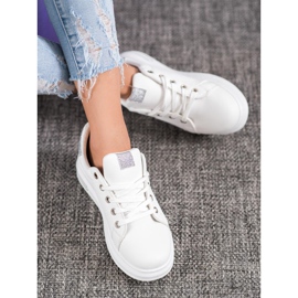 SHELOVET Adidași cu inserții sclipici alb gri 1