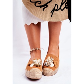 PS1 Espadrile pentru femei pe platforma de lenjerie Denver Camel maro 2