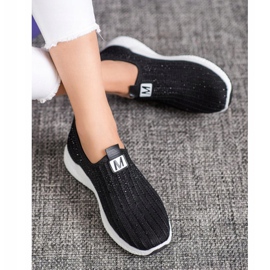 SHELOVET Pantofi negri cu cristale negru 2