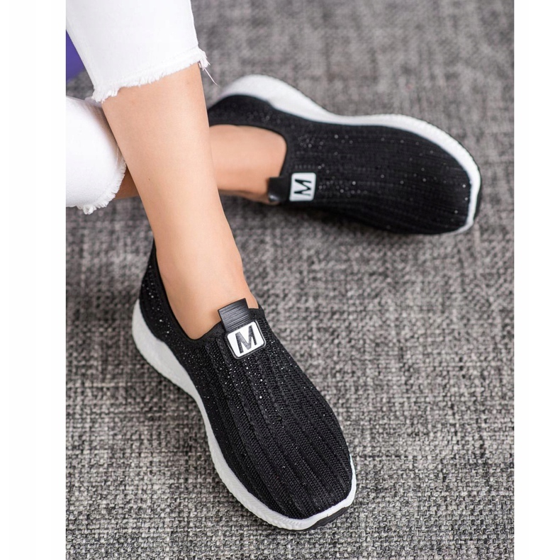 SHELOVET Pantofi negri cu cristale negru 2