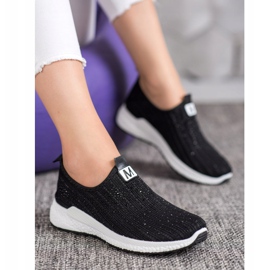 SHELOVET Pantofi negri cu cristale negru 1