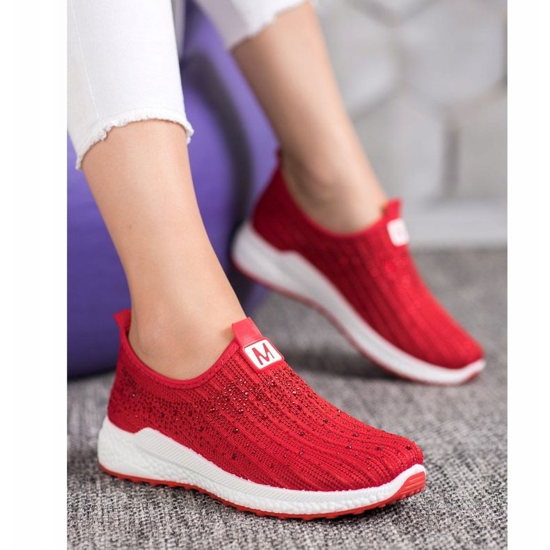 SHELOVET Pantofi roșii cu cristale roșu 1