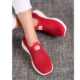 SHELOVET Pantofi roșii cu cristale roșu 2