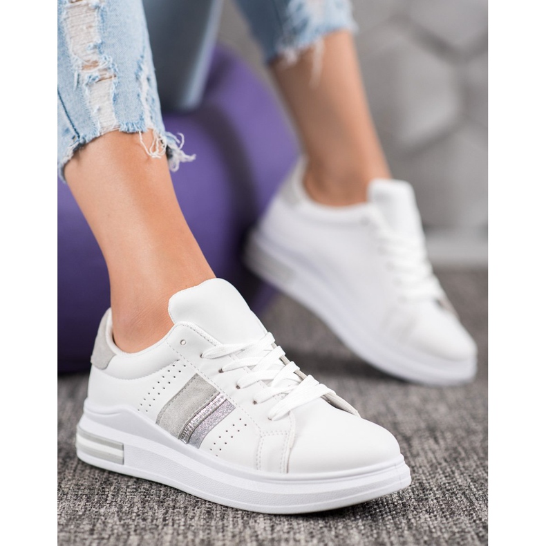 SHELOVET Adidași din piele ecologică alb 1