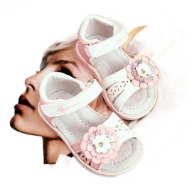 Apawwa Sandale pentru copii cu Velcro Flower Pink Mino alb roz 1