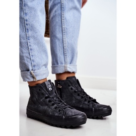 Adidași pentru femei Big Star High Warmed Black GG274069 negru 2