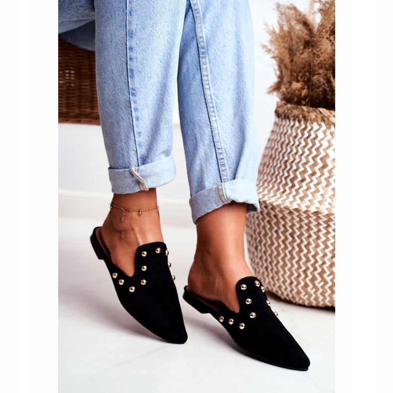 Sandale din piele neagră Lu Boo pentru femei Seniorita negru 1