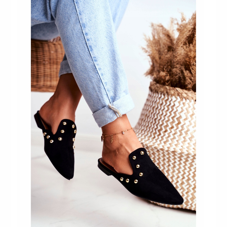 Sandale din piele neagră Lu Boo pentru femei Seniorita negru 2