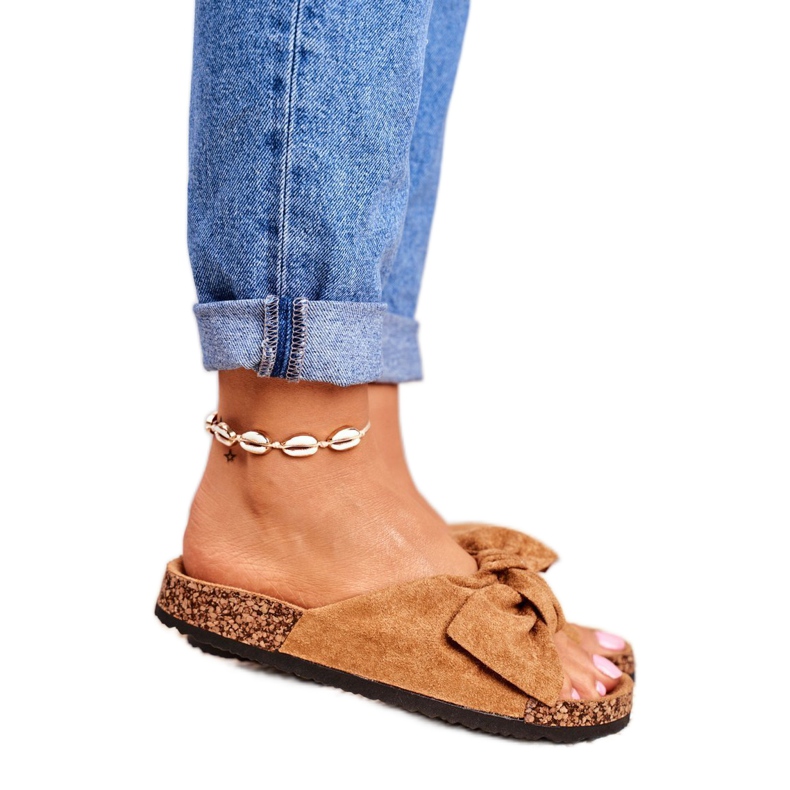 NFR Papuci maro pentru femei cu fundă Wendy Cork 2