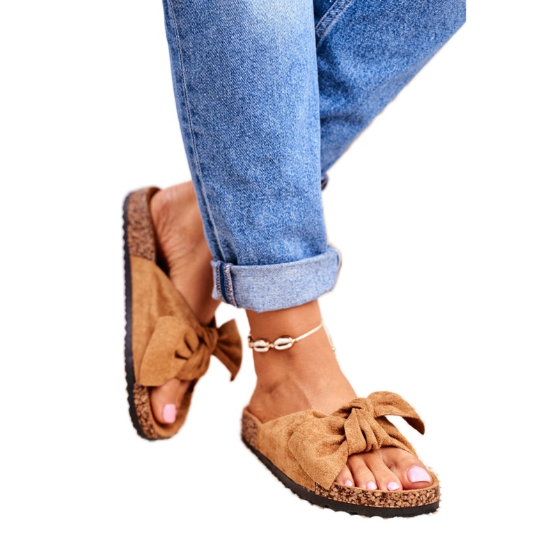 NFR Papuci maro pentru femei cu fundă Wendy Cork 1