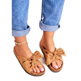 NFR Papuci maro pentru femei cu fundă Wendy Cork 3