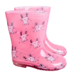 Cizme de ploaie din cauciuc pentru copii. Pink Bunny roz 1