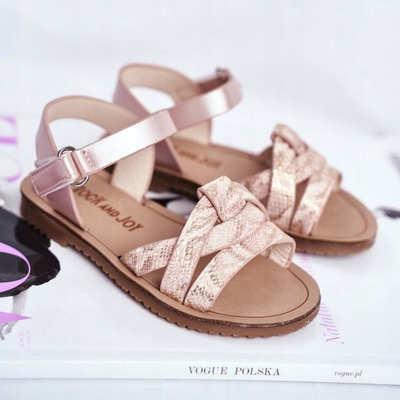 FRROCK Sandale pentru copii cu velcro pentru fete roz Lilo galben 1