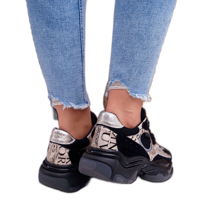 Pantofi sport pentru femei Big Star de Daniel Lopez negru și auriu FF274A524 galben 3