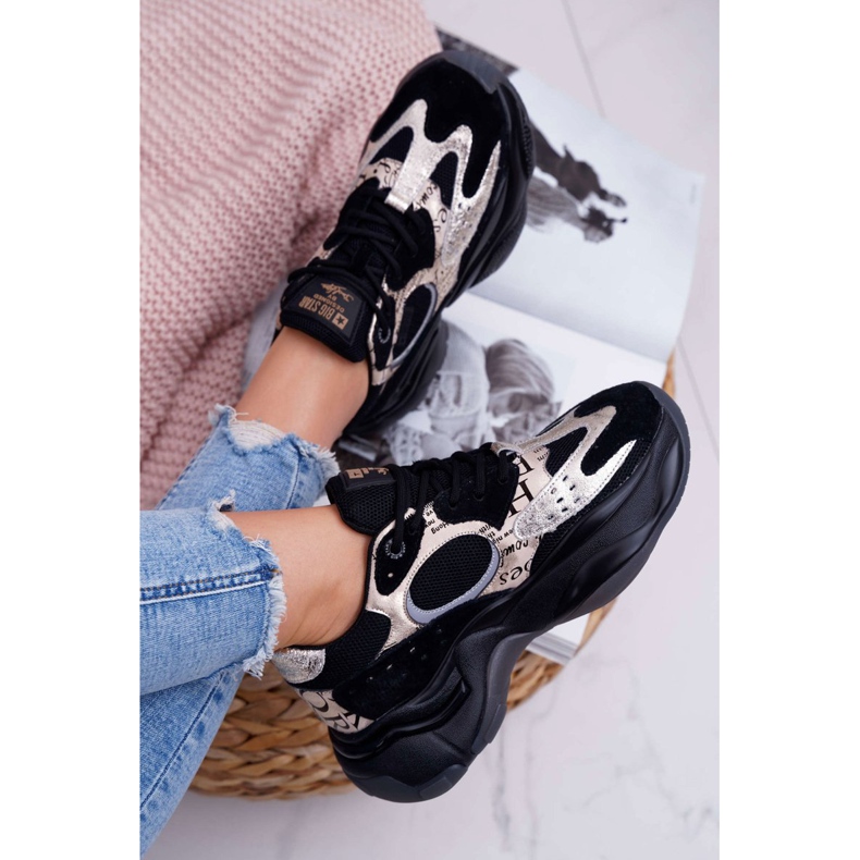 Pantofi sport pentru femei Big Star de Daniel Lopez negru și auriu FF274A524 galben 4