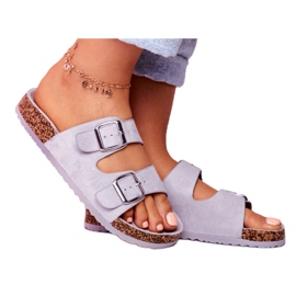 EVE Papuci De Damă Pe Plută Cu Catarame Gri Si Senor 4