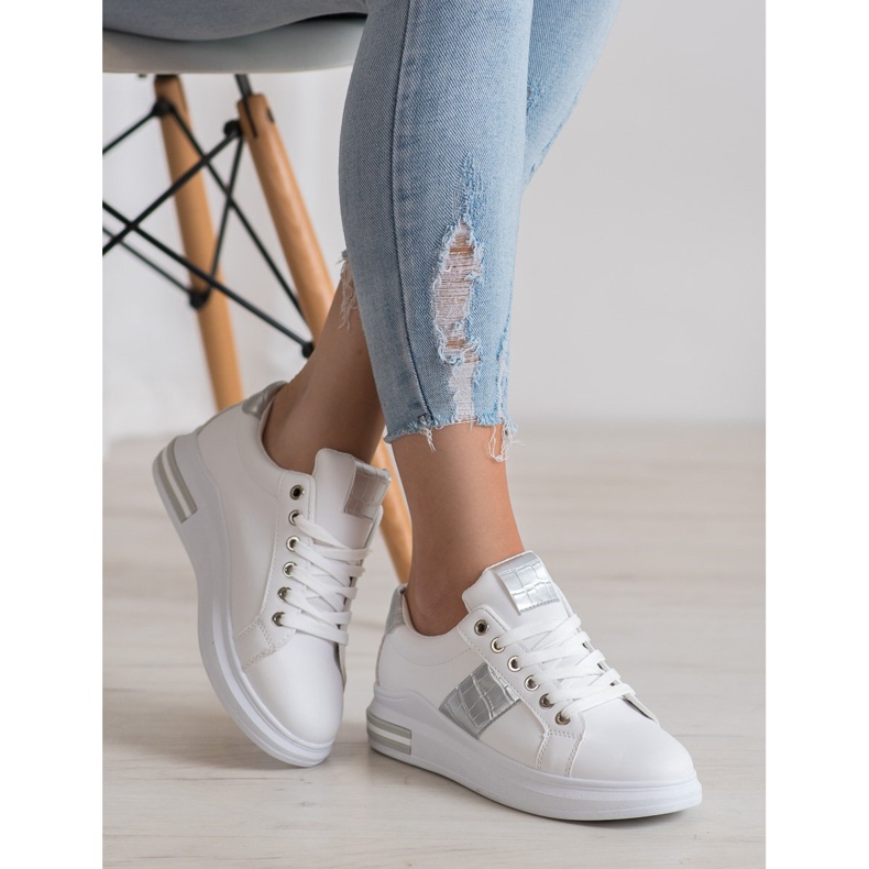 RTX WALK Adidași cu inserții argintii alb gri 2