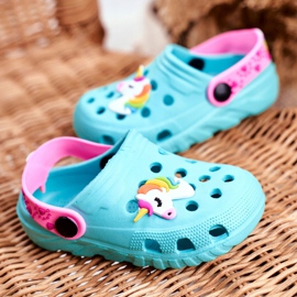 Bona Papuci pentru copii din spumă Crocs Blue Unicorn Lily violet albastru 2 Bona Papuci pentru copii din spumă Crocs Blue Unicorn Lily violet albastru 2