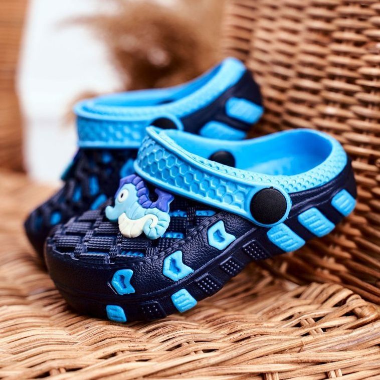 Papuci pentru copii Foam Crocs Black Seahorse Casper negru albastru 1