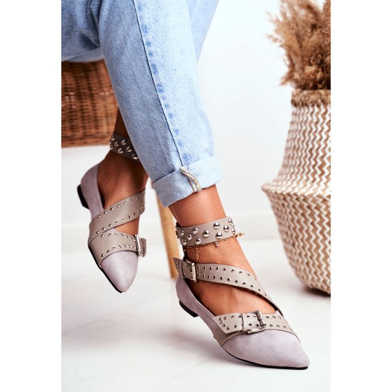 Lu Boo Ballerina In Spitz Striped Rivets Grey Esteria gri 2