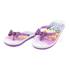 American Club Flip -flops -uri pentru fete, flip -flops cu un arc violet 1