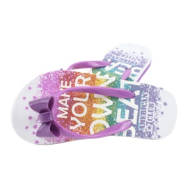 American Club Flip -flops -uri pentru fete, flip -flops cu un arc violet 2