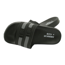 American Club Papuci de piscină americani NH16 cu două dungi negru gri 2 American Club Papuci de piscină americani NH16 cu două dungi negru gri 2