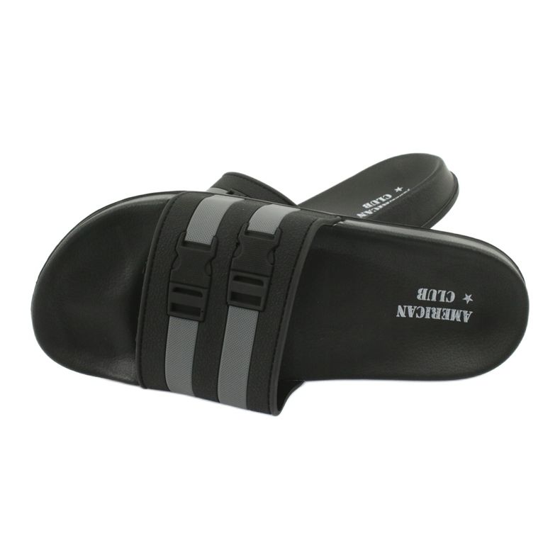 American Club Papuci pentru bărbați cu două dungi pentru bărbați americani NH15 negru gri 3 American Club Papuci pentru bărbați cu două dungi pentru bărbați americani NH15 negru gri 3