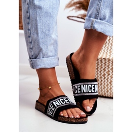 EVE Papuci negri de damă pe plută cu pietre de stras BeNice negru 2