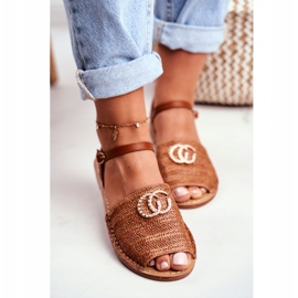 Sandale plate pentru femei, maro, Lu Boo, împletit Felicia 2