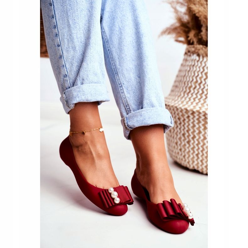 LU BOO Balerini din cauciuc Meliski Bows Red Joleen roșu 2