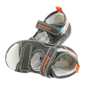 American Club Sandale americane încălțăminte pentru copii branț din piele TEN46 portocale gri 4