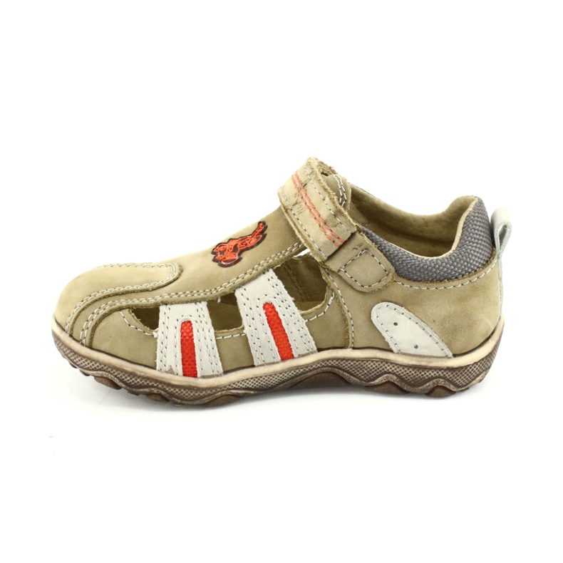 Sandale American Club K080 bej cu velcro maro portocale 1
