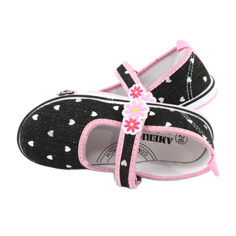 American Club Tenisi din velcro TEN14 negru roz 4