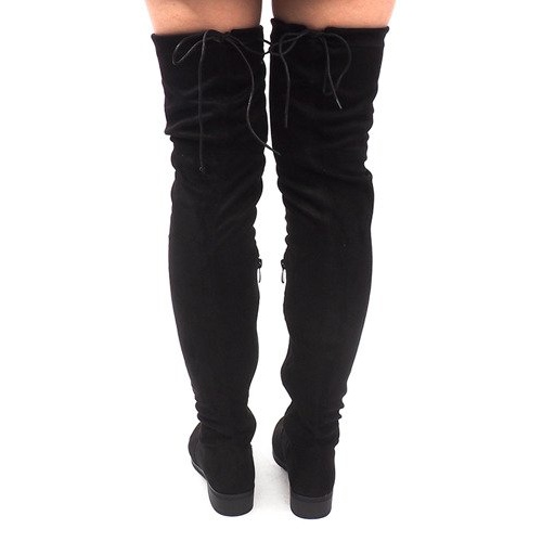 Cizme Pompon din piele de căprioară AB02-53 Negru 1