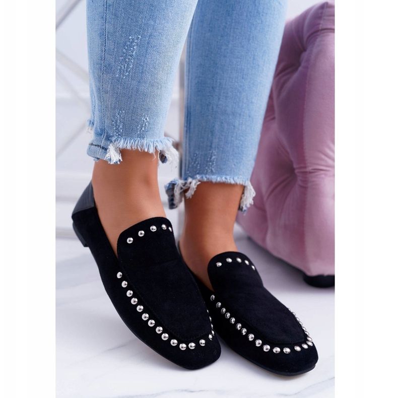 Balerini de damă Black Boobs Lu Boo pentru femei cu pietre de stras negru 1