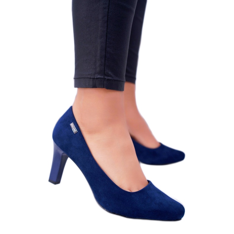 Pompă de damă Sergio Leone Navy Blue Suede Orsola albastru marin 1