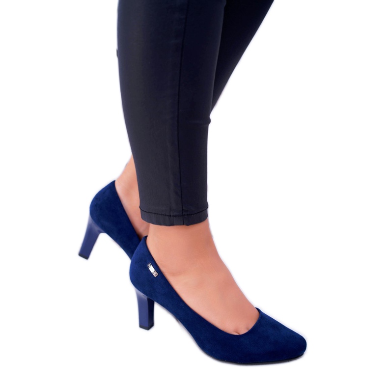 Pompă de damă Sergio Leone Navy Blue Suede Orsola albastru marin 2