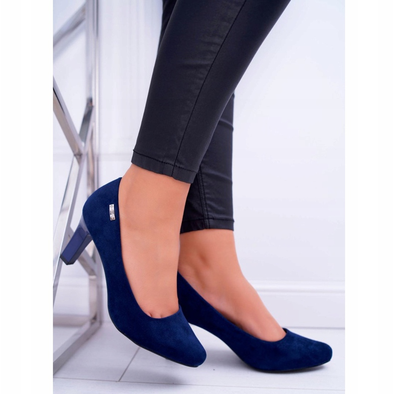Pompă de damă Sergio Leone Navy Blue Suede Orsola albastru marin 3