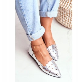 Balerini Lu Boo pentru femei Argintiu metalic Dianna gri 2