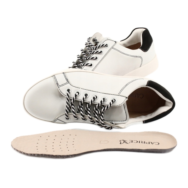 Adidaje din piele albă/albastru bleu Caprice, legate 23203 5 Adidaje din piele albă/albastru bleu Caprice, legate 23203 5